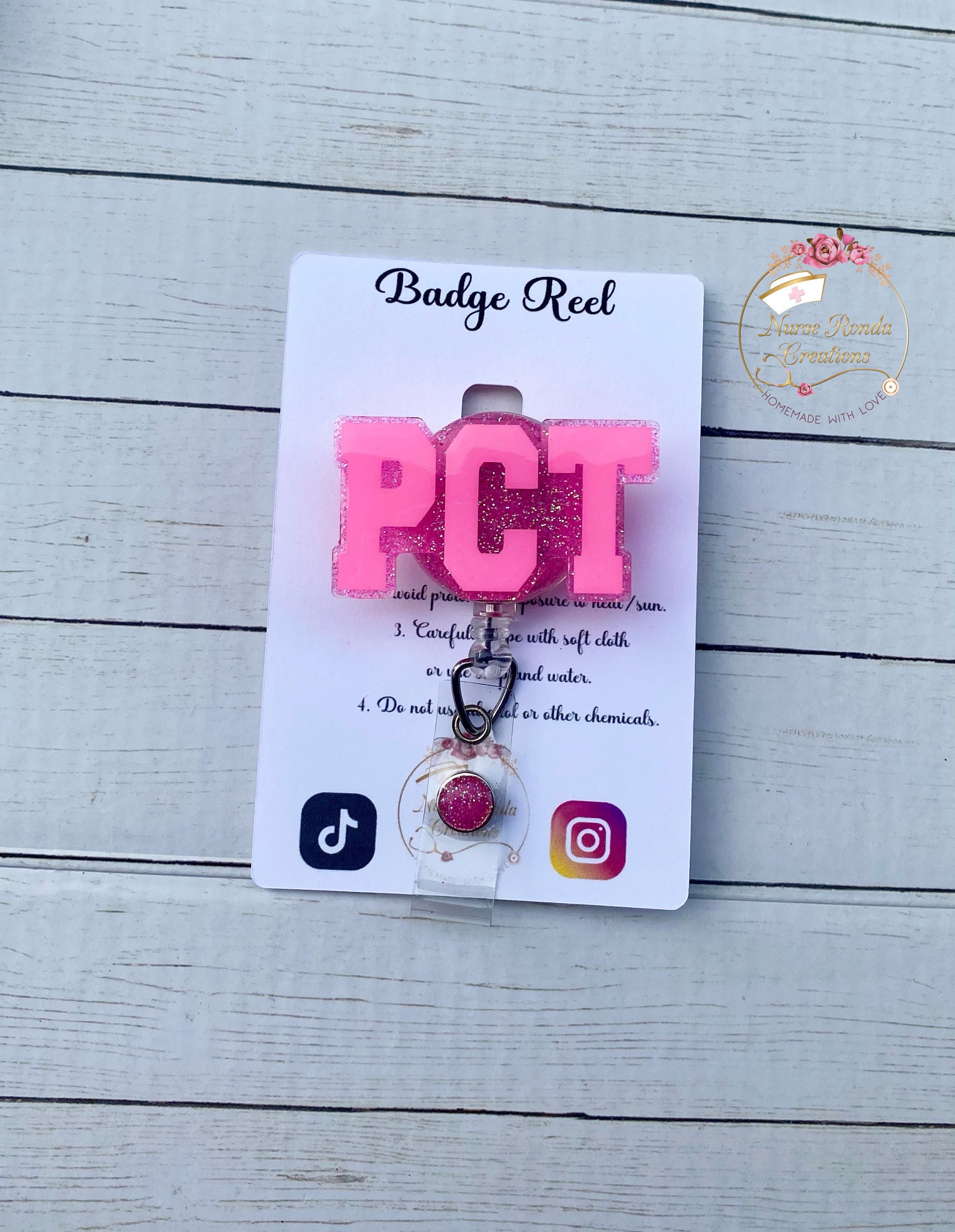 MA Royalty - Resin Pink Retractable Badge Reel ID Holder
