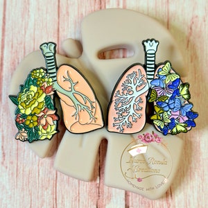 Lung Pin, Enamel Pin, Respiratory Therapist, Respiratory Nurse, Medical Gift, Cute Pin, Floral Enamel Pin