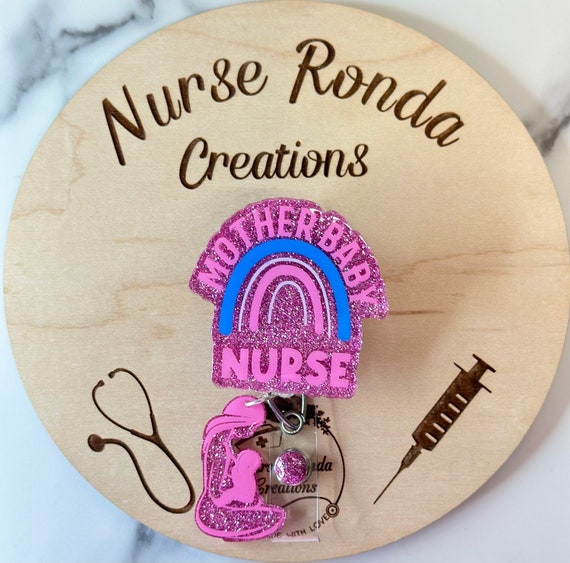 Mother Baby Nurse Badge Reel, Labor and Delivery Badge Reel
