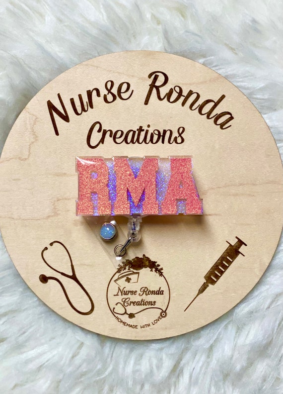 RMA Badge Reel, RMA Gift, Glitter Badge Reel, Cute Badge Reel, Registered Medical Assistant Badge Reel, ID Tag, Medical Assistant