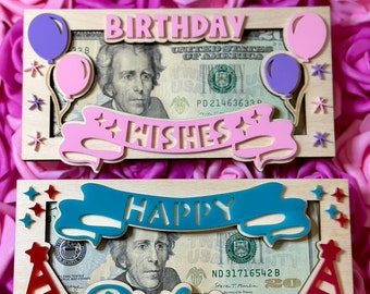 Titular de dinero de cumpleaños, Titular de dinero de cumpleaños 3D, Regalo de cumpleaños, Titular de dinero, Titular de efectivo, Personalizado