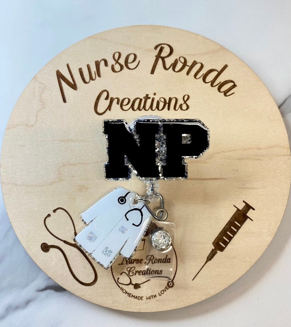 NP Badge Reel, Nurse Practitioner ID Holder, Lab Coat, Medical
