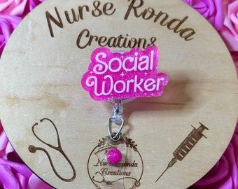 Social Worker Badge Reel, Social Work, Social Worker Gift, Custom Badge Reel, Glitter Badge Reel, Custom