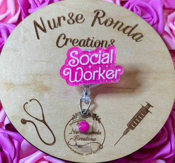 Social Worker Badge Reel, Social Work, Social Worker Gift, Custom Badge Reel, Glitter Badge Reel, Custom