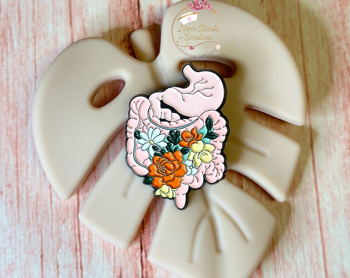 GI Enamel Pin, Gastro Anatomy, Enamel Pin, Stomach PIN, Intestines Pin, Floral Pin, Lapel Pin