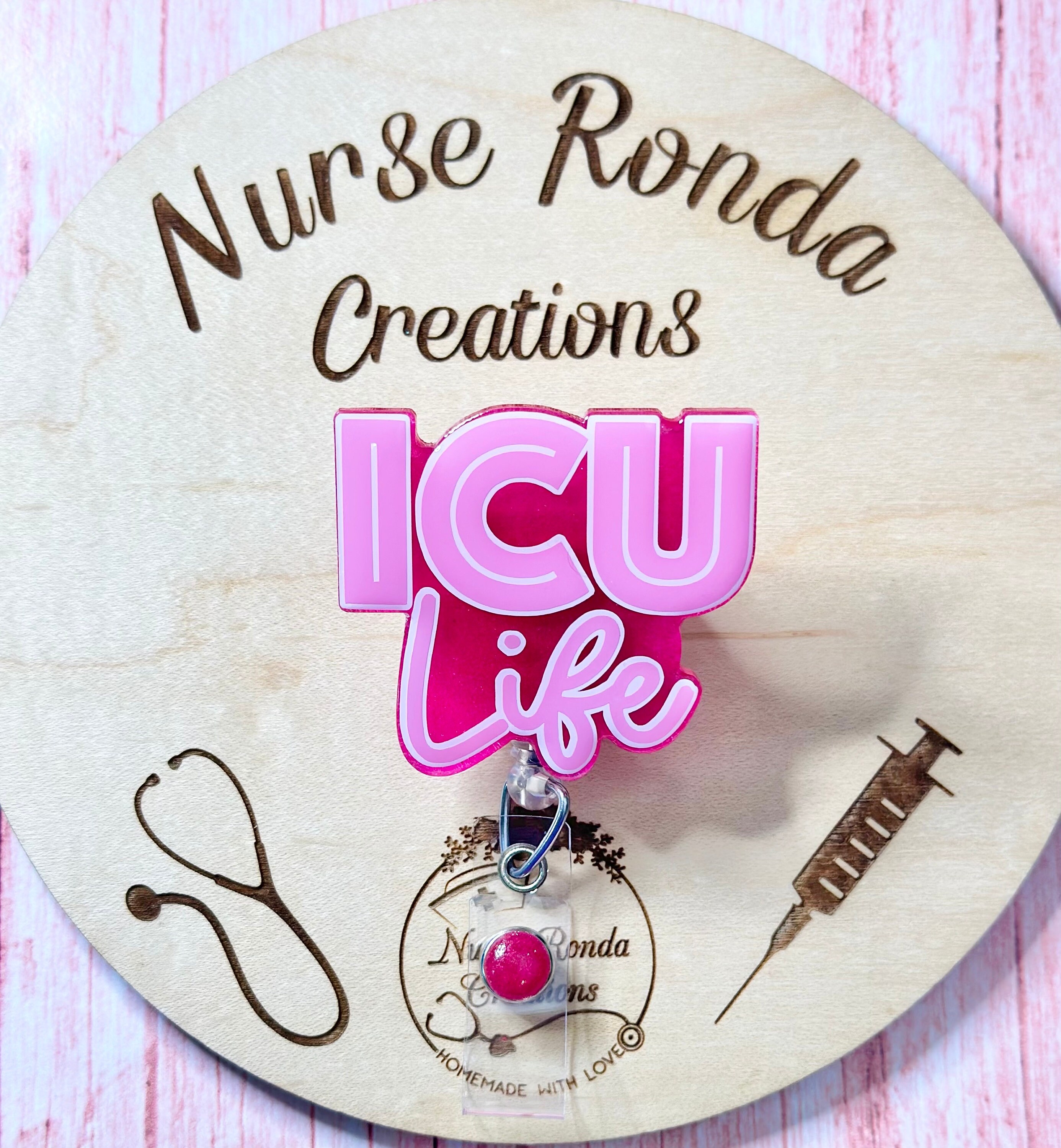 ICU Nurse Badge Reel, ICU Nurse Gift, Glitter Badge Reel, ID Badge Holder, Medical Gift