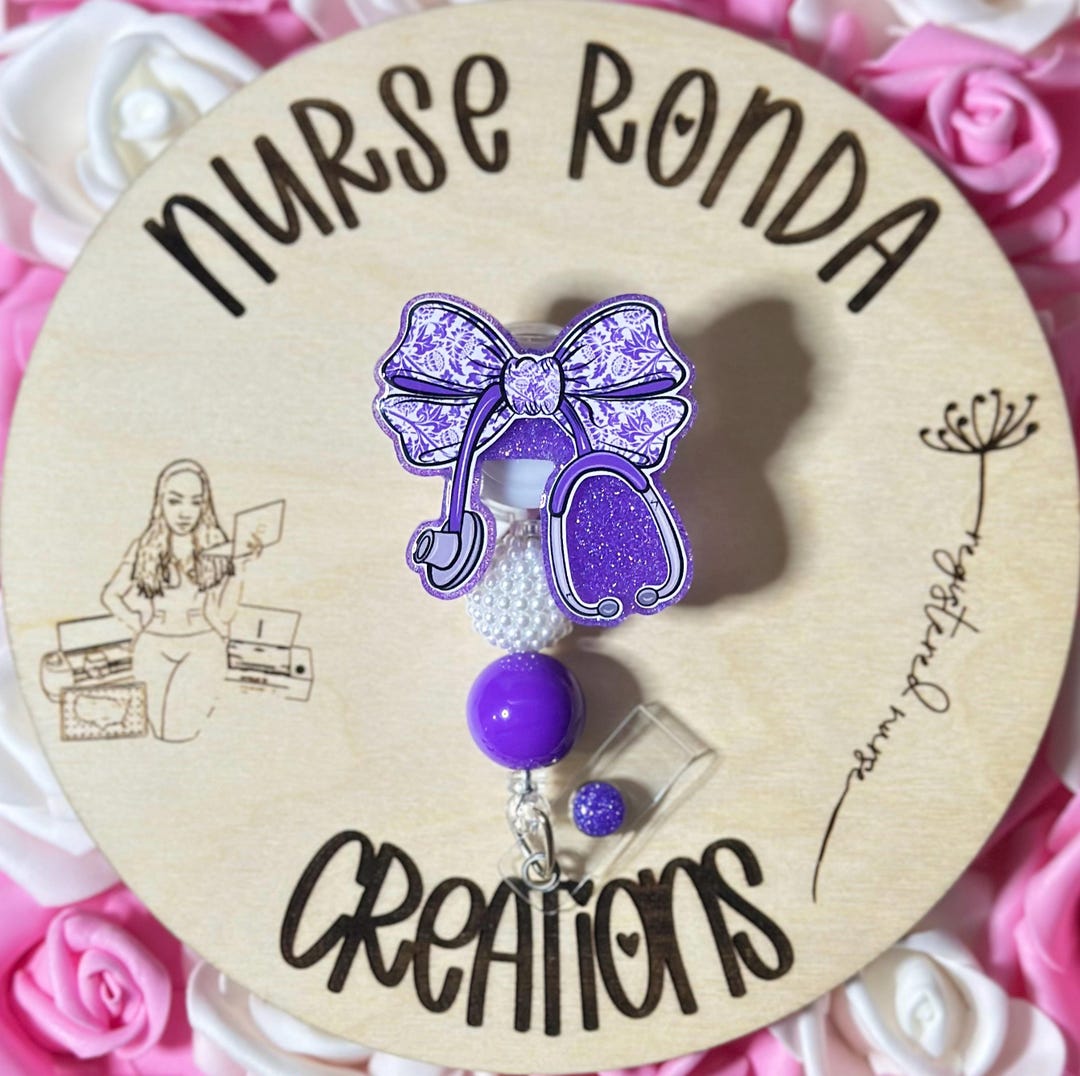 Stethoscope Bow Badge, Ribbon Stethoscope Badge, Coquette Bow, Floral ...