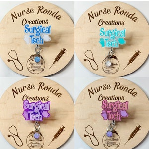 Surgical Tech Badge Reel, Medical, Cute Badge Reel, Surgical Technician Accessories, ID Badge Holder
