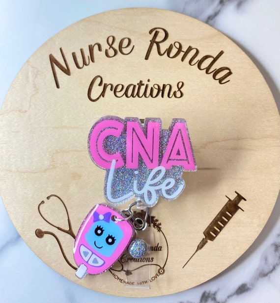 CNA Badge Reel, Certified Nursing Assistant, CNA ID Badge Holder,  Glucometer Badge, Cute Badge Reel, Medical Gift, 
