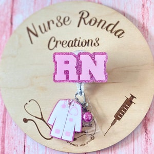 RN Badge, Registered Nurse Badge Reel, Nurse Badge Reel, Medical, Gift, ID Badge Holder, Cute Badge Reel, Charm Set