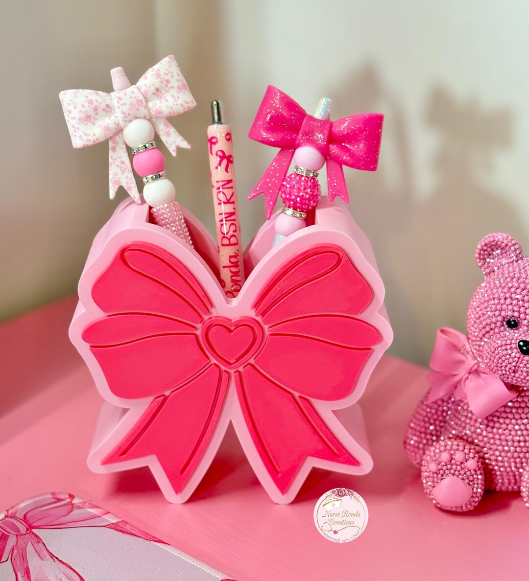 Sayglossy 20 Pcs Pink Bow Ballpoint Pens Coquette Aesthetic - View #2