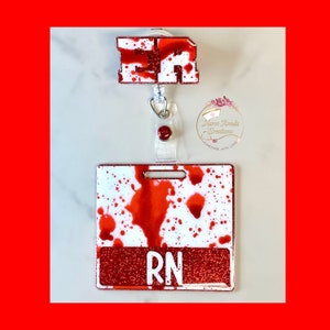 ER Nurse Badge Buddy and Reel Set, Emergency Nurse, ED Nurse, Gift, Splatter, Healthcare Worker, ID Badge, Personalized