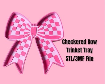 Checkered Bow Trinket Tray  (STL & 3MF Digital Download)