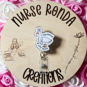 Registered Silly Goose Badge, Funny Badge Reel, RN Badge Reel,  Healthcareworker Badge, Medical, Custom, Humor Badge
