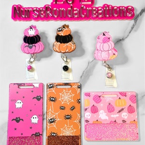 Customized Badge Reel and Buddy Set, Halloween Badge Reel, Fall Badge Reel Buddy, Personalized Badge Buddy, Medical, Gift