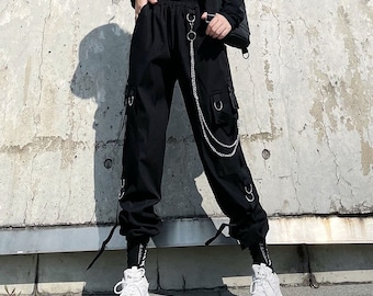 Women Joggers Black High Waist Cargo Pants Streetwear Gothic - Etsy Israel