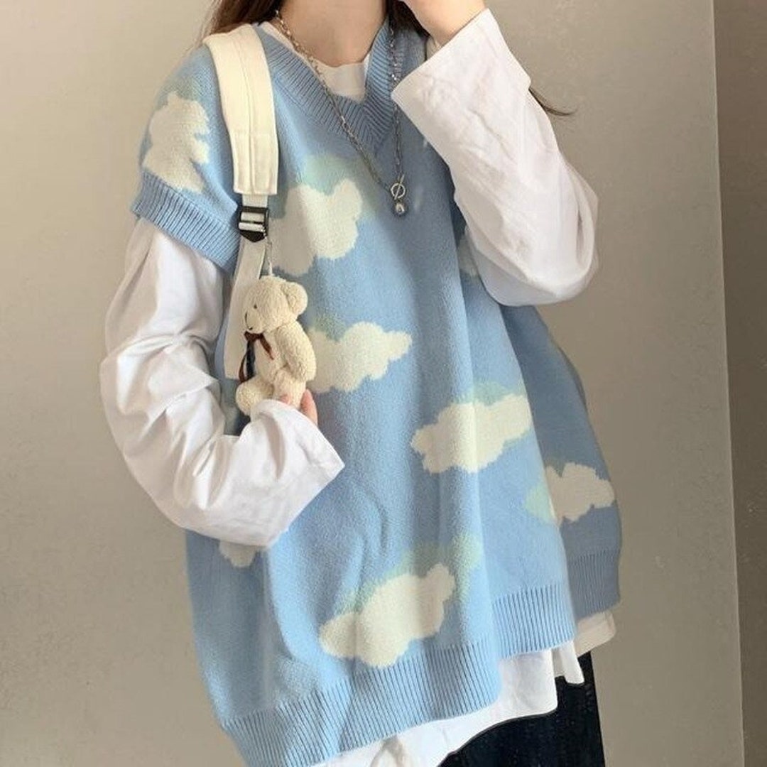 Cloud Sweater Knitted Cloud Pullover Harajuku Oversized - Etsy