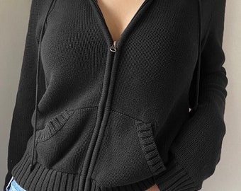 Knitted Zip up Hoodie Etsy