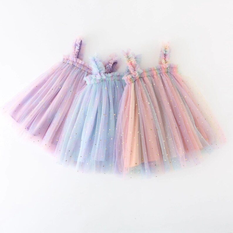 Pink Pastel Rainbow Tulle Dress Baby Toddler Stars First Etsy