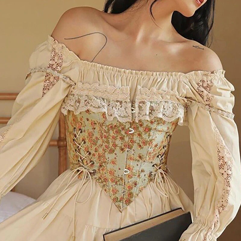 Y2k Floral Vintage Corset Cardigan Wrap Chest Lace Corset - Etsy