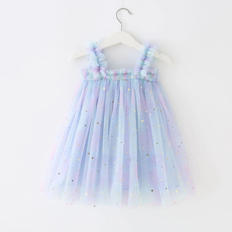 Pink Pastel Rainbow Tulle Dress Baby Toddler Stars First Etsy