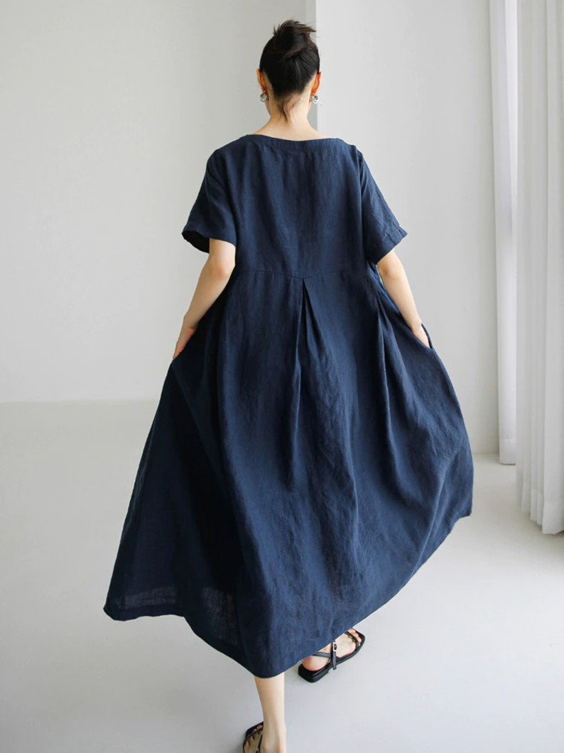 Women Summer Dress Cotton Dresses Short Sleeves Dress Long Etsy