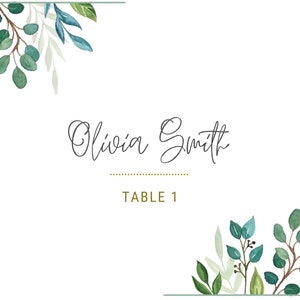 Wedding Name Place Cards Template /  Customizable Name Cards