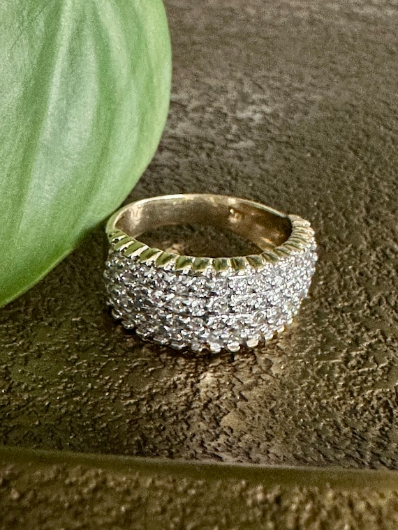 Vintage Diamond and 14k Yellow Gold Band Ring, 60… - image 1