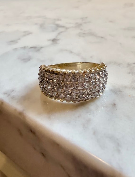 Vintage Diamond and 14k Yellow Gold Band Ring, 60… - image 3