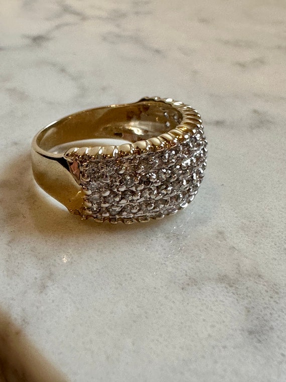 Vintage Diamond and 14k Yellow Gold Band Ring, 60… - image 2