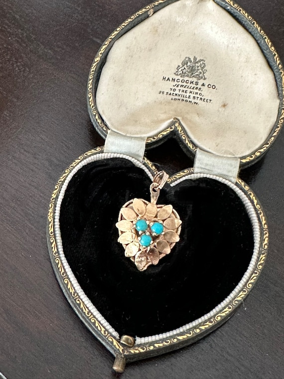 Vintage 14ct Yellow Gold and Turquoise Heart Penda