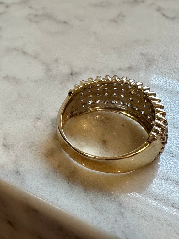 Vintage Diamond and 14k Yellow Gold Band Ring, 60… - image 4
