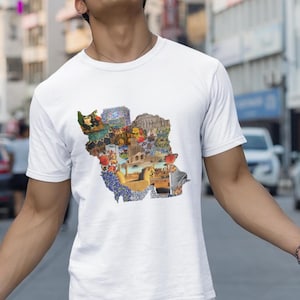 T-shirt carte perse, T-shirt carte de l'empire perse, T-shirt carte de l'Iran, T-shirt Nagsheh Iran, chemise carte de l'Iran, carte persane, culture persane