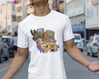 Persian Map T-shirt, Persian Empire Map Tee Shirt, Iran Map Tee, Nagsheh Iran T shirt, Map Of Iran  Shirt, Persian Map, Persian Culture