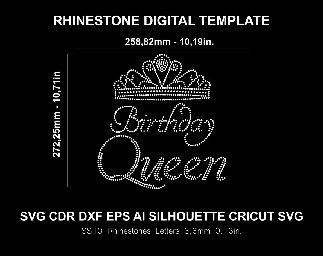 Rhinestones Birthday Queen Templates Design SS10 Birthday - Etsy