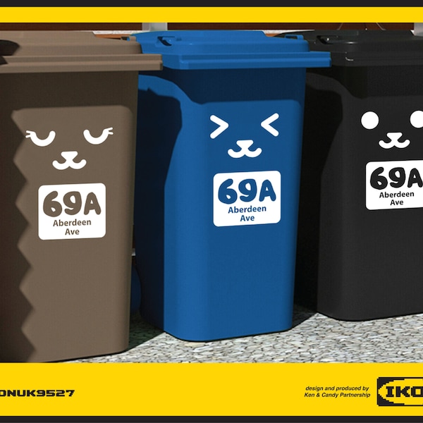 Funny Recycle bin decals - personalized address stickers