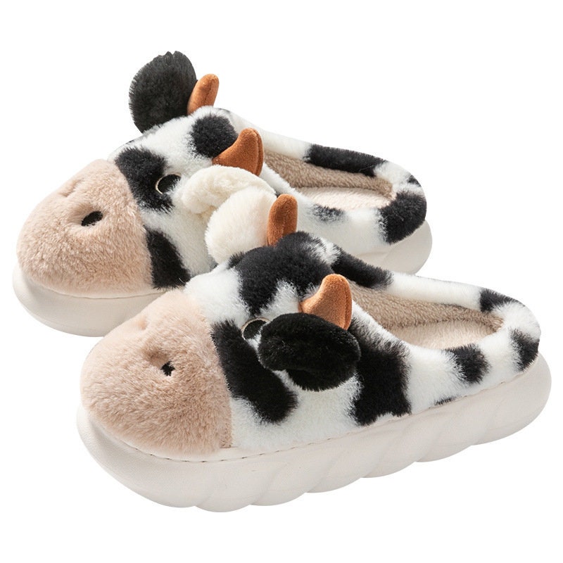 Cute Cow Slippers Moo Slippers Animal Slippers Fluffy Etsy