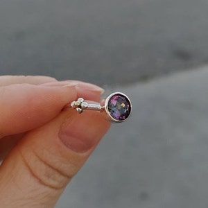 Handcrafted Sparkling Mystic Topaz Silver Ring|Natural Mystic Topaz Ring| Round Cut Dainty Silver Ring|Art Jewelry|Minimalist Ring