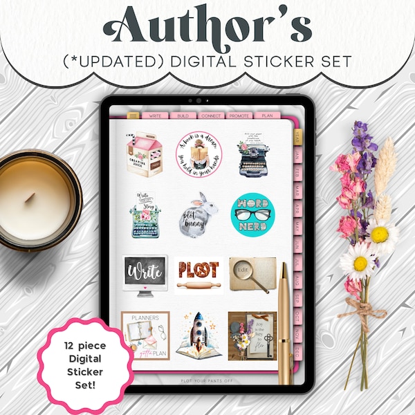 Author's 12 piece Digital Sticker Set - (Updated) Digital Stickers for Writers