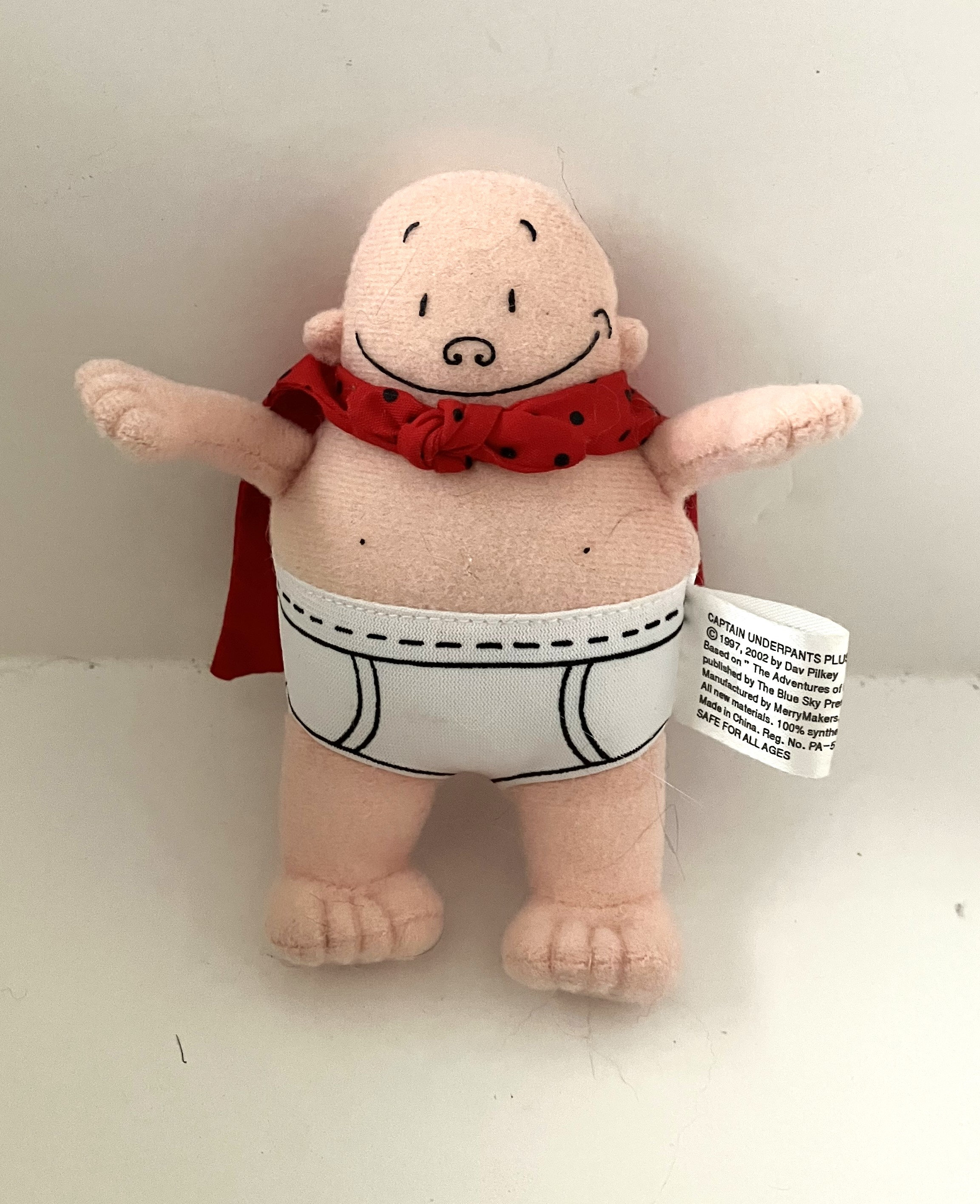 Scholastic 4.5 CAPTAIN UNDERPANTS Plush Action Doll Pin Dav Pilkey Vintage  2002 W Paperback Book RARE 