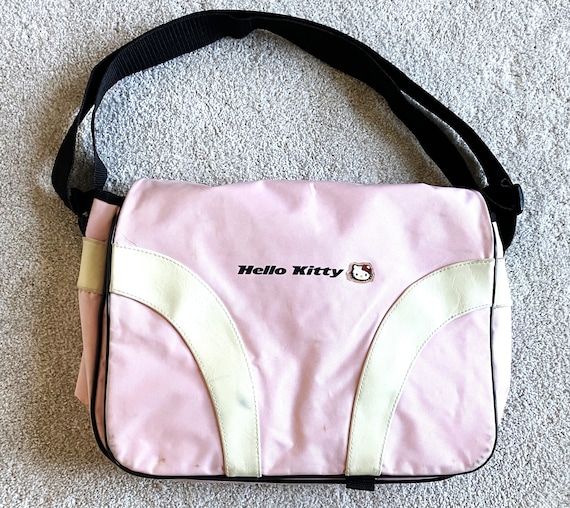 Vintage SANRIO Hello Kitty Messenger Bag Shoulder Crossbody Laptop Pink white Plastic Deco RARE Etsy