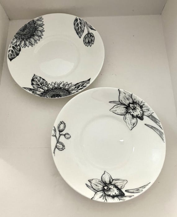 Vintage Ian Kirkham Fine Bone China Porcelain Sunflower and Orchid