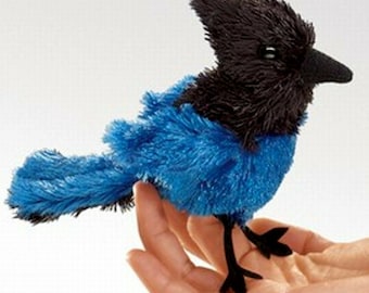 Folkmanis Mini Stellar Jay Bird Finger Puppet 2749 Rare New