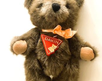 Dakin Plush Jointed Teddy Bear Brown Gray Tags 10" Vintage 1988 Poseable RARE