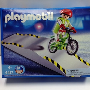 PLAYMOBIL® 4417 BMX Rider Vert avec vélo et rampe RARE