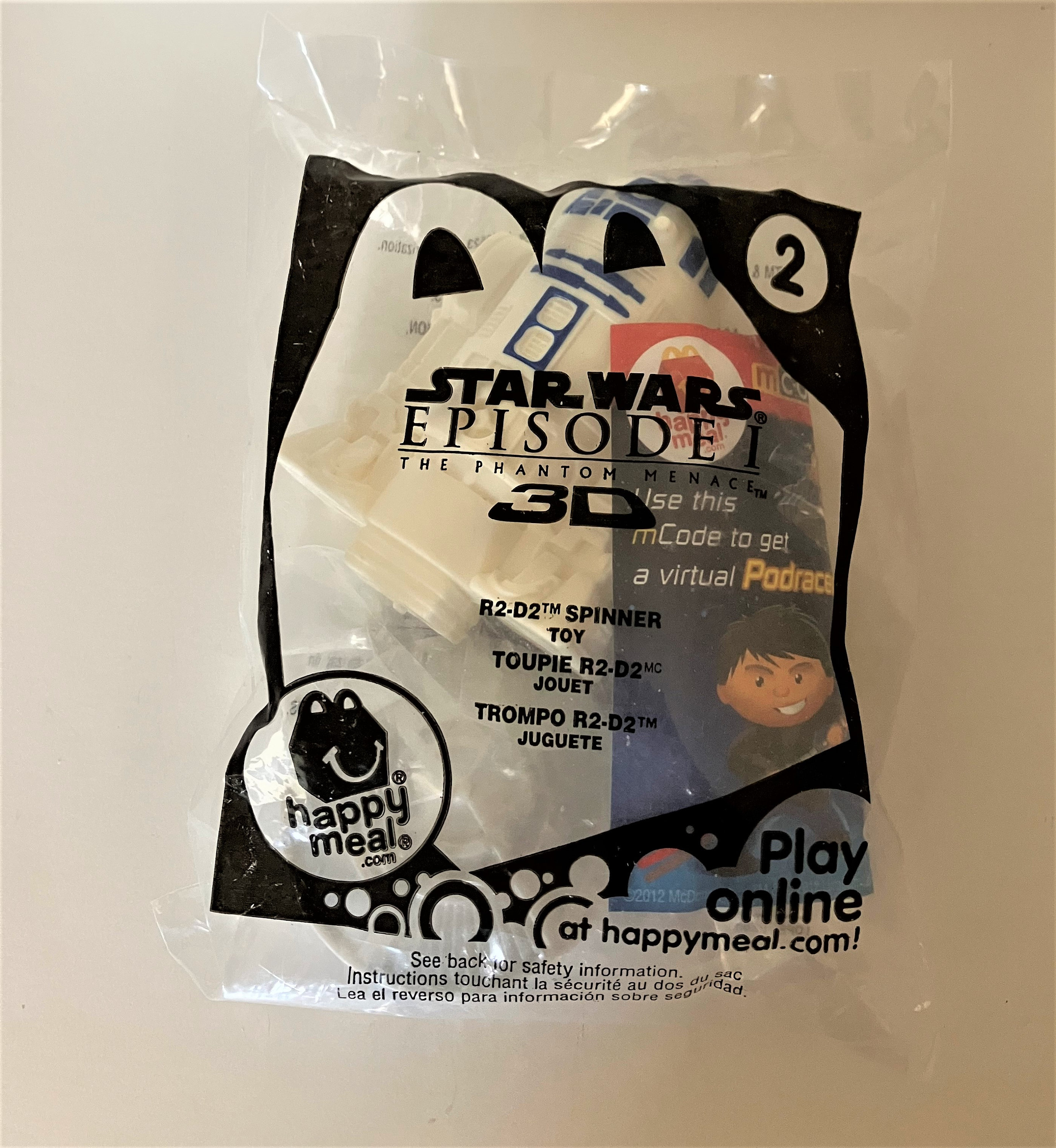 Vintage Mcdonalds Star Wars Episode 3D R2-D2 Spinner Toy #2