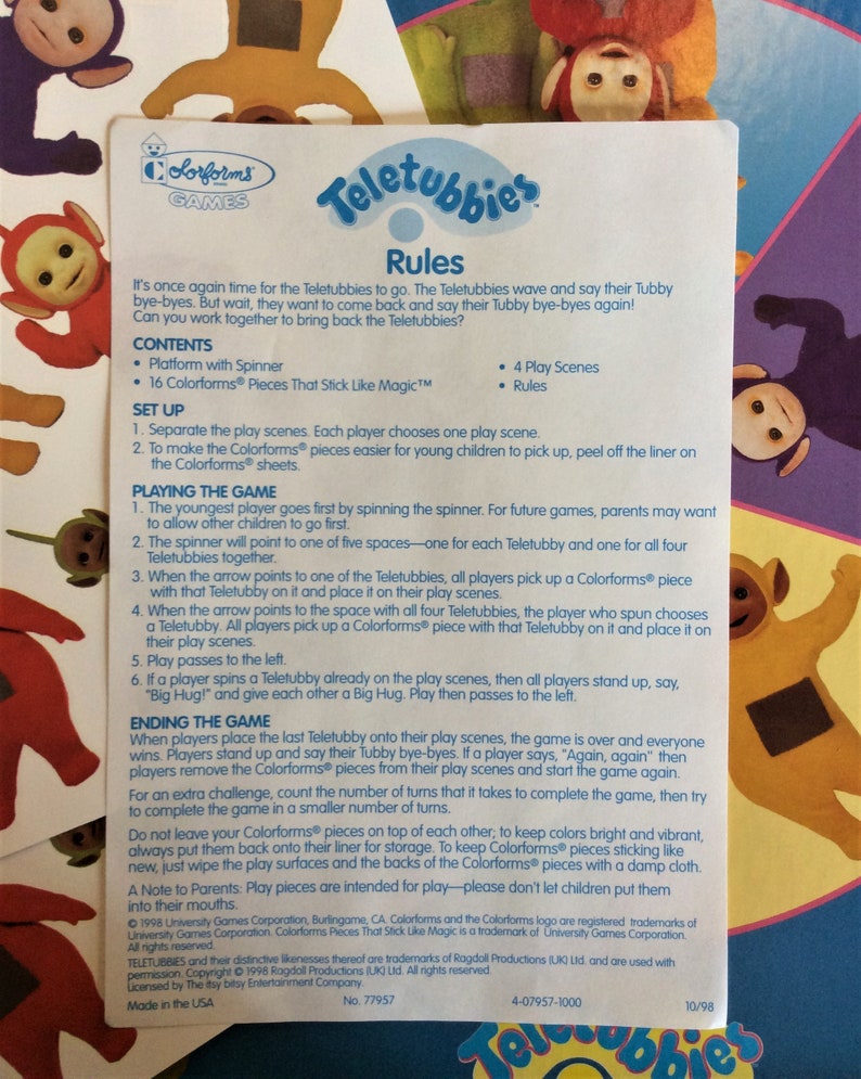 Vintage Colorforms Teletubbies Preschool Game Brand New 1998 - Etsy