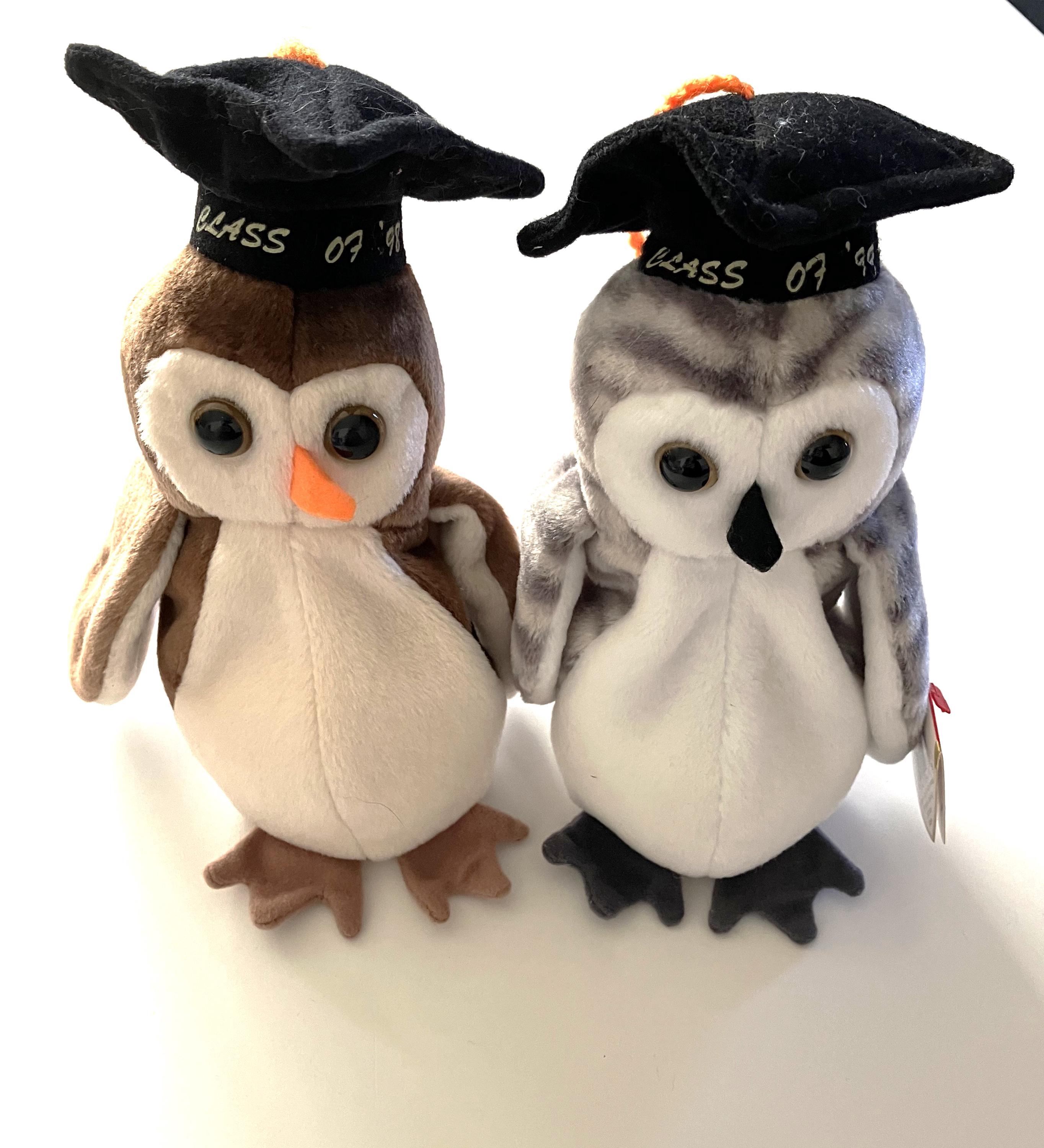 TY Beanie Baby - Choose from Graduation Owl Wise 1998 or Wiser 1999 MINT