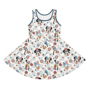 4th of July Mickey Dress Disney Dress Youth Dress Kids Dress Cars Dress Tom Girl Dress Gift for Kids Theme Park Dress Summer Girls Outfit