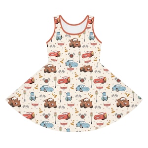 Cars Disney Dress Youth Dress Kids Dress Cars Dress Tom Girl Dress Gift for Kids Theme Park Dress Summer Girls Outfit